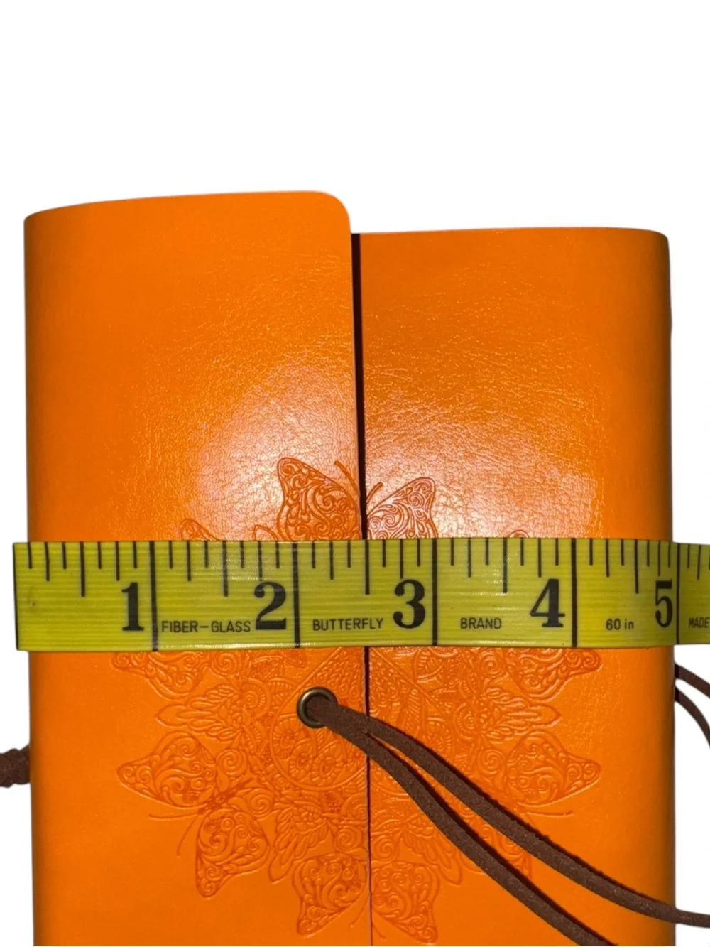 Orange Embossed Travel Journal with Heart Charm